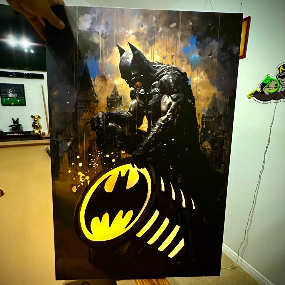 LED Superhero Batman (20in x 30in) Framed Ready to Hang Wall Art